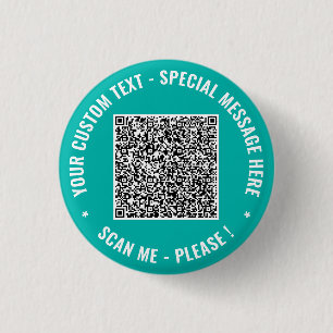 Chapa Redonda De 2,5 Cm Crea tus propios botones de código QR con texto pe