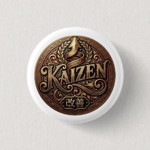 Chapa Redonda De 2,5 Cm Crest Vintage de Kaizen Mejora Continua