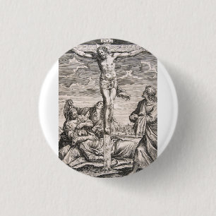 Chapa Redonda De 2,5 Cm Cristo en la cruz por Agostino Carracci