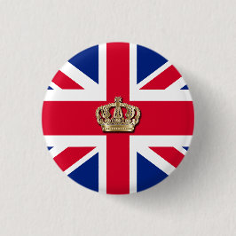 Chapa Redonda De 2,5 Cm Crown and Union Jack Patriotic 3 Cm Round Badge
