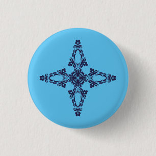 Chapa Redonda De 2,5 Cm Cruz Cristiana con Adorno Azul