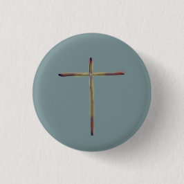 Chapa Redonda De 2,5 Cm Cruz Cristiana Mínima Azul Verde 