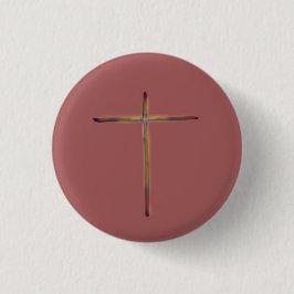 Chapa Redonda De 2,5 Cm Cruz Cristiana Mínima Rosa