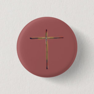 Chapa Redonda De 2,5 Cm Cruz Cristiana Mínima Rosa