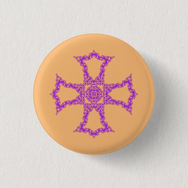 Chapa Redonda De 2,5 Cm Cruz cristiana rosa (Anverso)