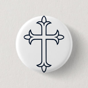 Chapa Redonda De 2,5 Cm Cruz cristiana típica