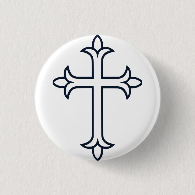 Chapa Redonda De 2,5 Cm Cruz cristiana típica (Anverso)