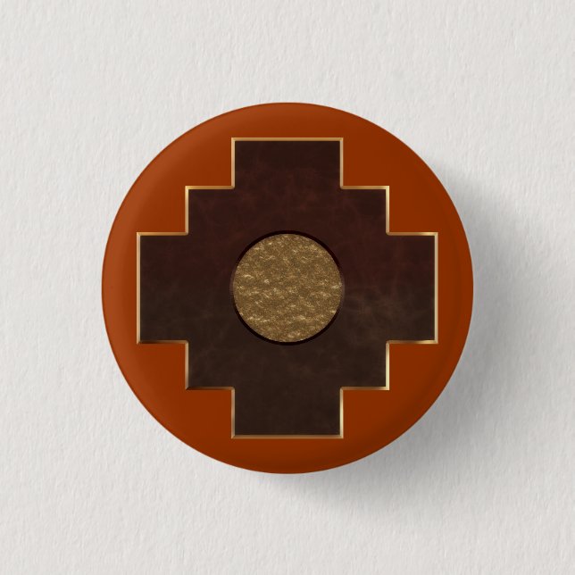 Chapa Redonda De 2,5 Cm Cruz de Chakana (Anverso)