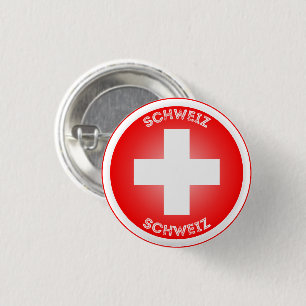 Chapa Redonda De 2,5 Cm Cruz Suiza Schweiz Forma de Círculo