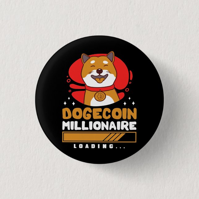 Chapa Redonda De 2,5 Cm Crypto DogeCoin Millionaire Loading (Anverso)