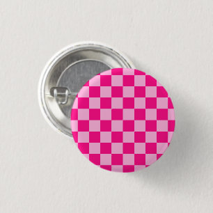 Chapa Redonda De 2,5 Cm Cuadrados a cuadros rosa caliente claro geométrico