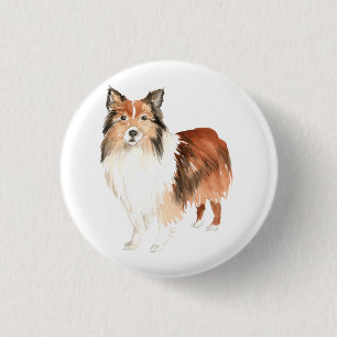 Chapa Redonda De 2,5 Cm Cuadros acuáticos Shetland Sheepdog