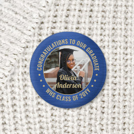 Chapa Redonda De 2,5 Cm Cualquier texto de graduación Foto Felicitaciones 