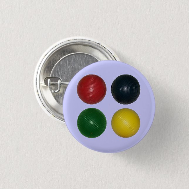 Chapa Redonda De 2,5 Cm Cuatro bolas de croquet (Anverso y reverso)