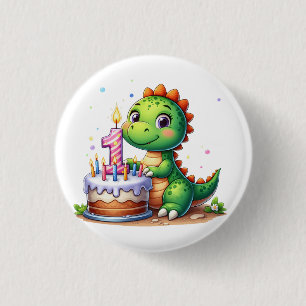 Chapa Redonda De 2,5 Cm Cumpleaños 1º de Dino