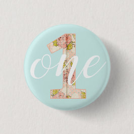 Chapa Redonda De 2,5 Cm Cumpleaños 1º Shabby Chic Rosas Cottage Floral Beb