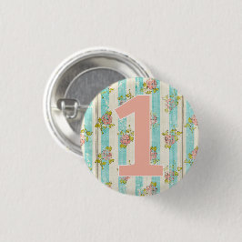 Chapa Redonda De 2,5 Cm Cumpleaños 1 Cumpleaños Flores Shabby Chic Cottage