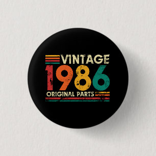 Chapa Redonda De 2,5 Cm Cumpleaños 40 Vintage 1986 Piezas Originales