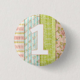 Chapa Redonda De 2,5 Cm Cumpleaños bebé 1 año rosas shabby chic cabaña de