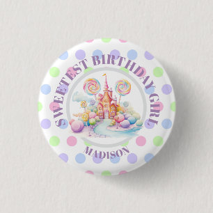Chapa Redonda De 2,5 Cm Cumpleaños caprichoso de Watercolor Pastel Candyla