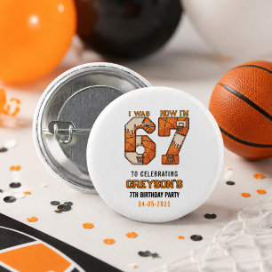Chapa Redonda De 2,5 Cm Cumpleaños de Baloncesto - De 6 a 7 Años