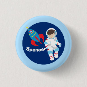 Chapa Redonda De 2,5 Cm Cumpleaños de Guay Astronauta Rocket Ship Outer Sp