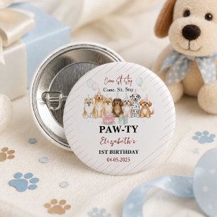Chapa Redonda De 2,5 Cm Cumpleaños del niño de 1 año Hora de Pawty prime