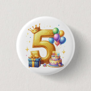 Chapa Redonda De 2,5 Cm Cumpleaños dorado 5