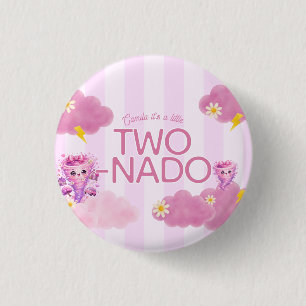 Chapa Redonda De 2,5 Cm Cumpleaños Two-Nado, fiesta de cumpleaños número 2
