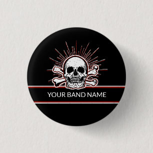 Chapa Redonda De 2,5 Cm Custom Band Pin Skull Bones Rock Punk Music Button