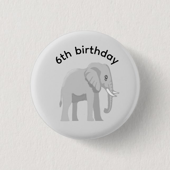 Chapa Redonda De 2,5 Cm Custom Elephant Birthday Boy Girl Age Badge Pin (Anverso)