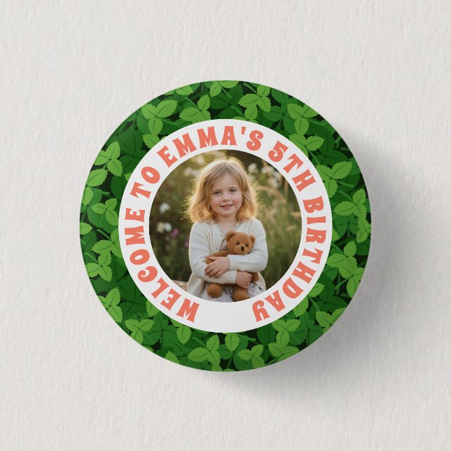Chapa Redonda De 2,5 Cm Custom Kids Birthday Button with Photo (Anverso)