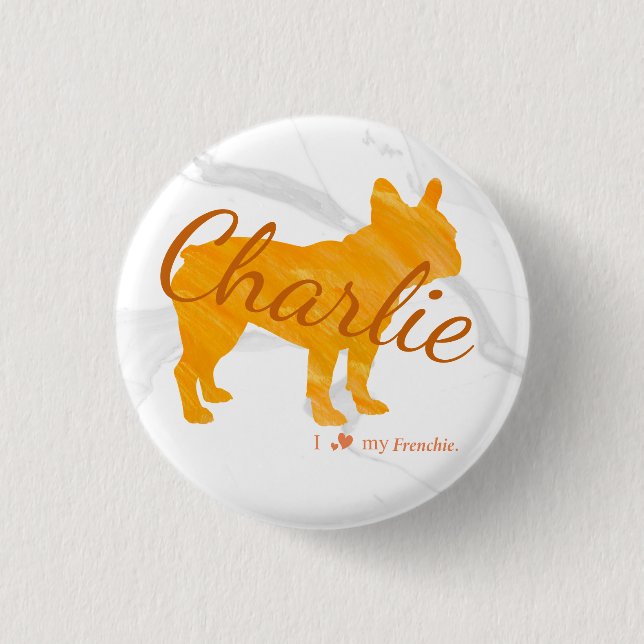 Chapa Redonda De 2,5 Cm Custom Pastel Orange French Bulldog - Frenchie (Anverso)
