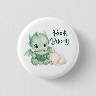 Chapa Redonda De 2,5 Cm Cute Baby Dragon leyendo libro cuento guardería in