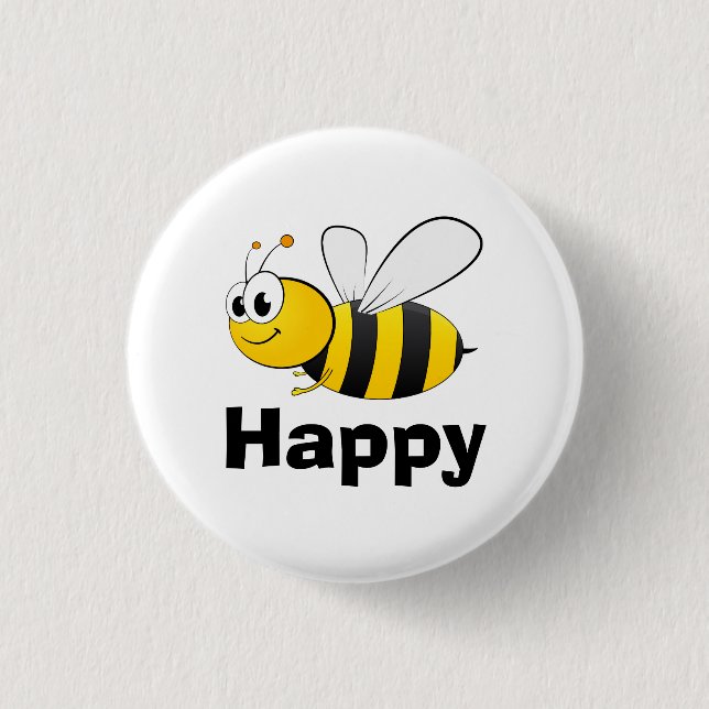 Chapa Redonda De 2,5 Cm Cute Bee Happy (Anverso)