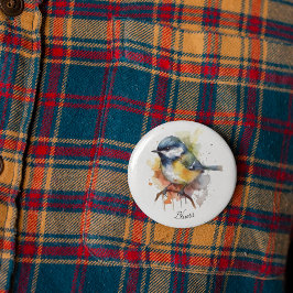 Chapa Redonda De 2,5 Cm Cute Bluetit en una sucursal, personalizado