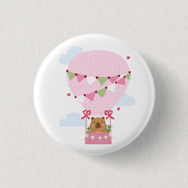 Chapa Redonda De 2,5 Cm Cute Capybara Pink Birthday Party