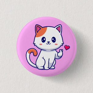 Chapa Redonda De 2,5 Cm Cute Cat in Love Rótulo Hand-57577