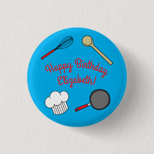 Chapa Redonda De 2,5 Cm Cute Chef Cocinando Niños Primer Fiesta de Cumplea