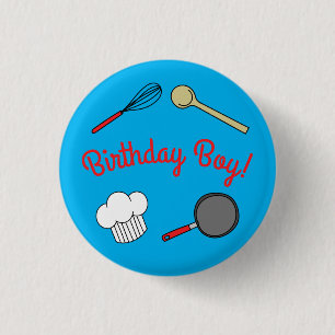 Chapa Redonda De 2,5 Cm Cute Chef Cocinando Niños Primer Fiesta de Cumplea