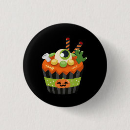 Chapa Redonda De 2,5 Cm Cute & Creepy Halloween Cupcake with a Big Eyeball