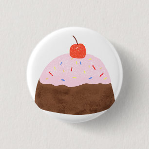 Chapa Redonda De 2,5 Cm Cute Cupcake De Chocolate Con Regalo De Cumpleaños