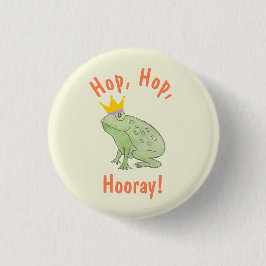 Chapa Redonda De 2,5 Cm Cute Frog Hop Hop Hooray Fiesta Funny Amphibian