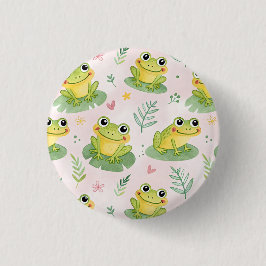 Chapa Redonda De 2,5 Cm Cute frogs Pattern