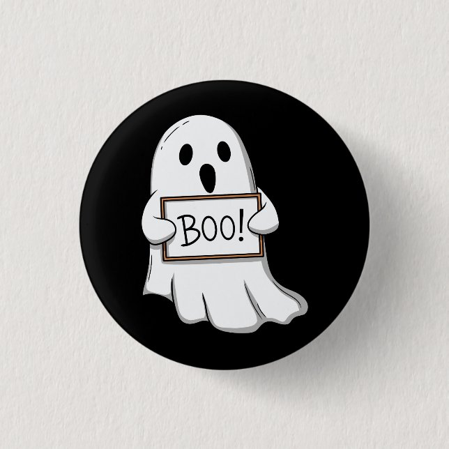 Chapa Redonda De 2,5 Cm Cute Ghost BOO Sign Pin Button (Anverso)