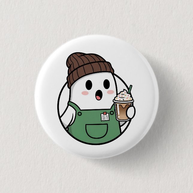 Chapa Redonda De 2,5 Cm Cute Ghost Coffee Button (Anverso)