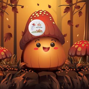 Chapa Redonda De 2,5 Cm Cute Ghost Mushroom Halloween Fall Baby Shower