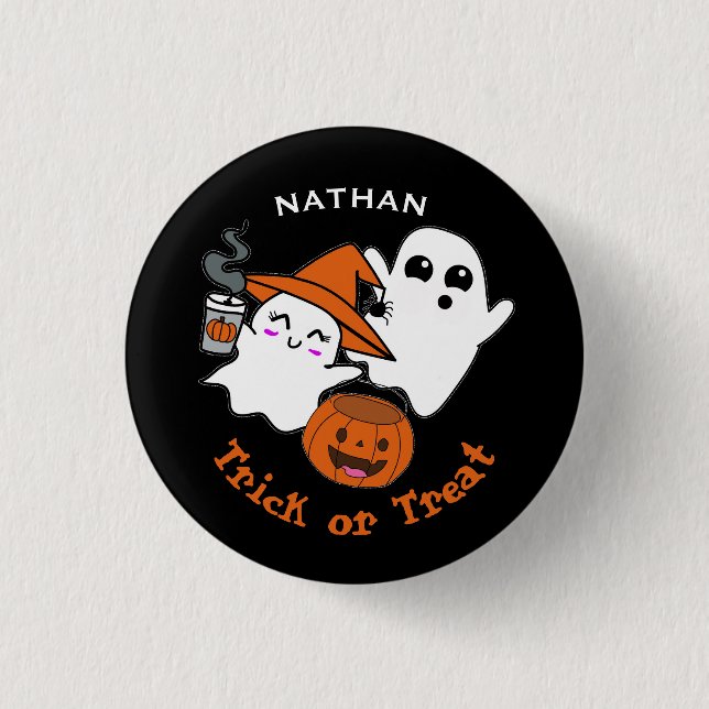 Chapa Redonda De 2,5 Cm Cute Ghosts Trick or Treat Personalised Halloween (Anverso)