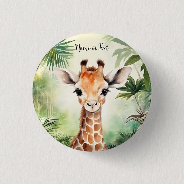 Chapa Redonda De 2,5 Cm Cute Giraffe Jungle Baby Shower Party Beautiful (Anverso)