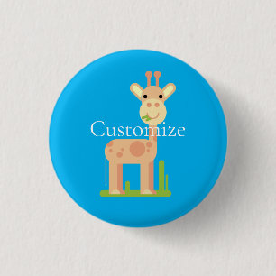 Chapa Redonda De 2,5 Cm Cute Giraffe Munching Thunder_Cove